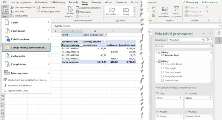 Organizacyjny Typ Danych Pobierz Dane Do Excela 365 Z Modelu Danych Power Bi Excel Bi 4644